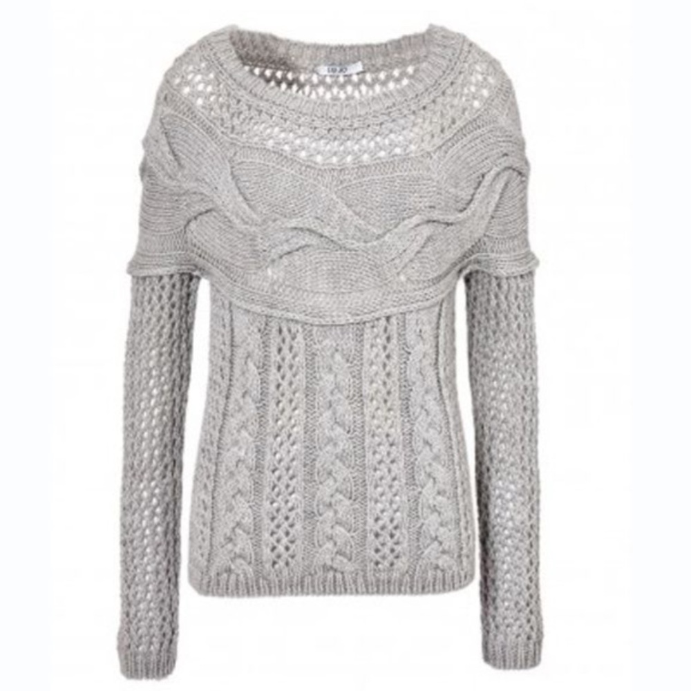 Liu Jo Grey Cable Knit Wool Blend Sweater Size S